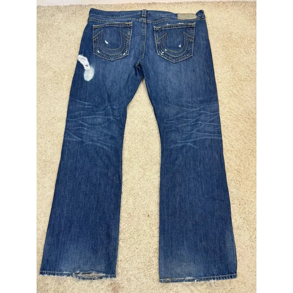 True Religion Mens Bobby Super T Jeans Thick Stitch Flap Pockets‎ Size 42 X 33